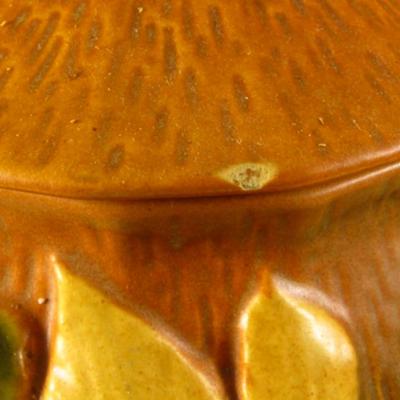 Vintage Roseville Clematis Autumn Brown Cookie Jar