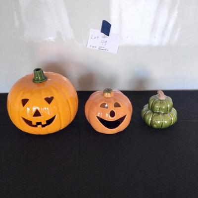 Ceramic Pumpkin lot of 3