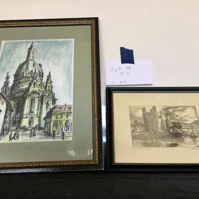 2 framed art prints one pencil signed