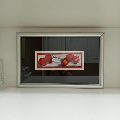 FRAMED PICTURE AND GLASS SERVING PIECES