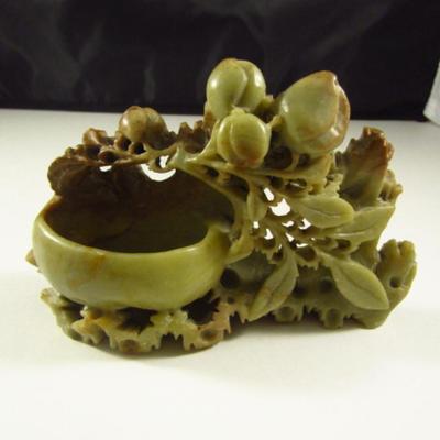 Vintage Carved Chinese Soapstone Bowl