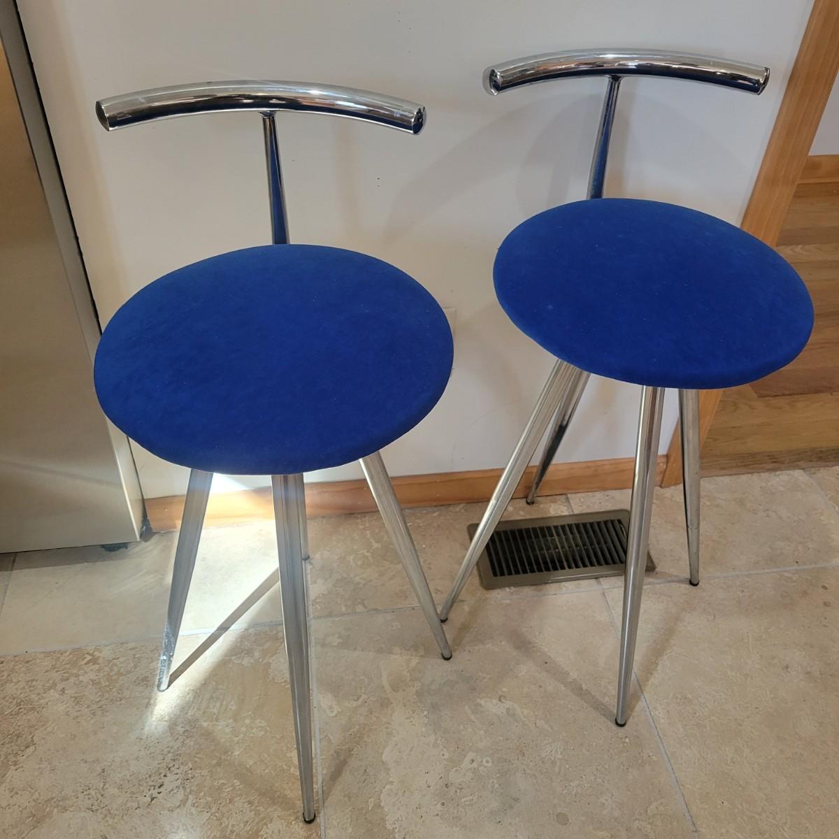 Pair of Chrome Bar Stools (KDW)