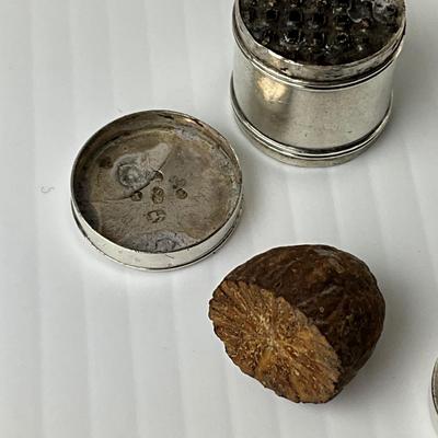 1043 Antique Sterling Silver Pill Boxes, Nutmeg Grinder