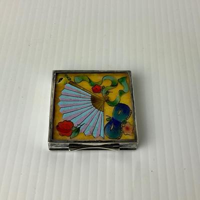 1044 Antique Enamel Asian Inspired Compact