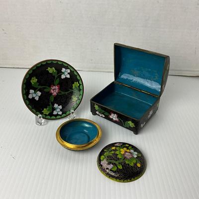 1045 Vintage CloisonnÃ© Boxes and Dish