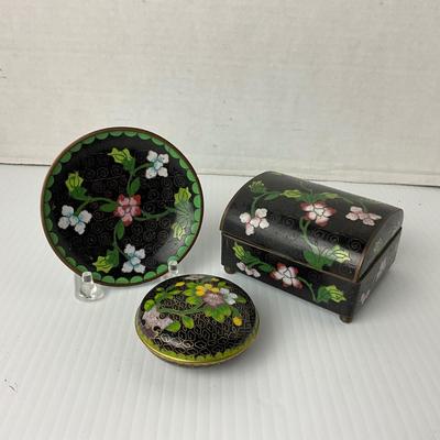 1045 Vintage CloisonnÃ© Boxes and Dish