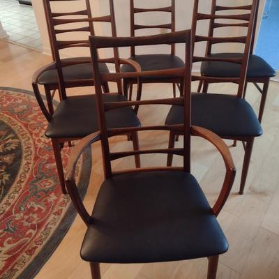 Set of Six Mid Century Chairs Niels Koefoed Hornslet Rosewood Finish Danish Manufacturing Stamp