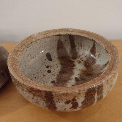 Handmade Pottery Bowl with Lid- Signed by Artist