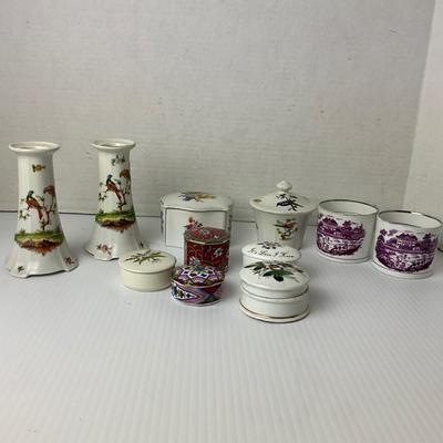 1052 Porcelain Candlesticks and Covered Dishes
