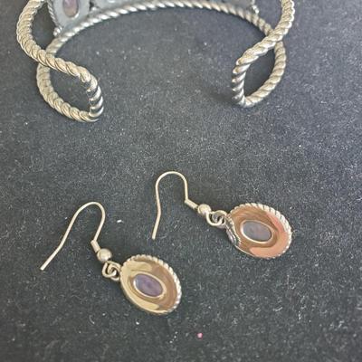 Purple Jade Cuff and Earrings