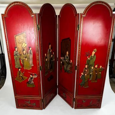 1100 Vintage Korean Georgian Family Company 4-Panel Handmade Room Divider