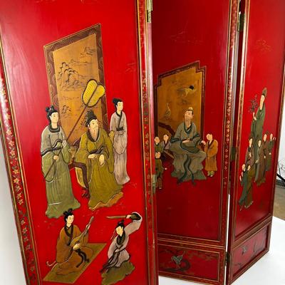 1100 Vintage Korean Georgian Family Company 4-Panel Handmade Room Divider