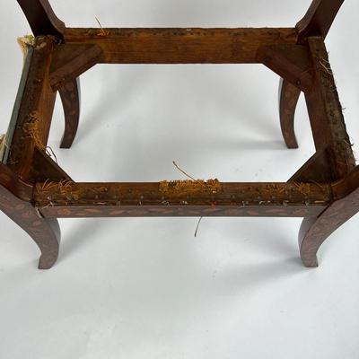 1101 Antique Dutch Marquetry Inlaid Vanity Desk & Dutch Marquetry Vanity Bench