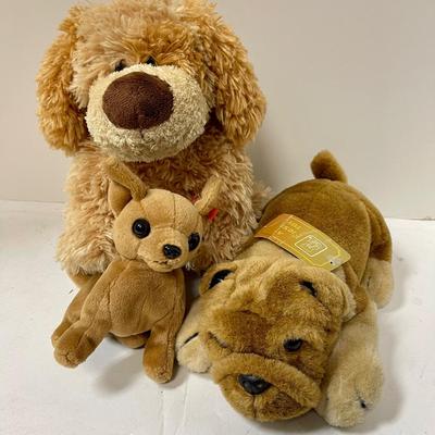 Plush puppy dog lot - 3 dogs - pug, chihuahua, and retriever
