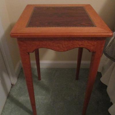 Wooden Side Table with Inlay Design
