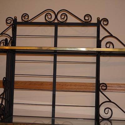 EXTRA LARGE WROUGHT IRON BAKERS RACK WITH WINE BOTTLE HOLDER/ GLASS SHELVES