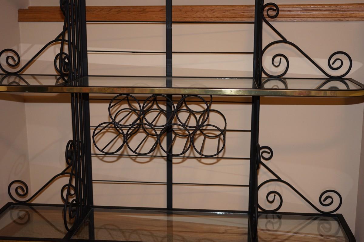 Wrought iron bakers online rack with glass shelves