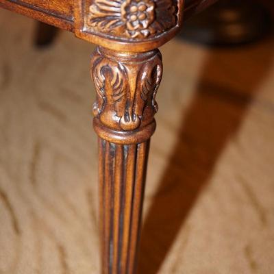 HOOKER DESIGN HIGH BACK SIDE CHAIR /BROWN LEATHER / CARVED FRAME