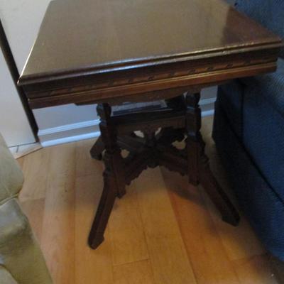 Vintage Solid Wood Walnut Eastlake Side Table