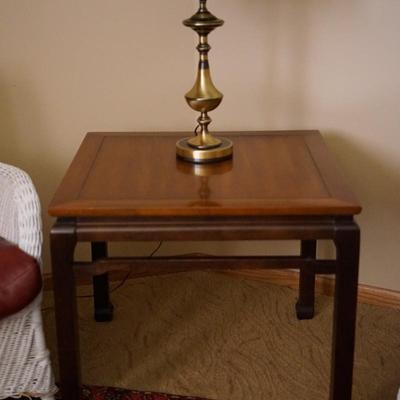 ATTRACTIVE CONTEMPORARY SIDE TABLE TOP 27" BY 27" WOOD CONTRAST OF BASE TO TOP