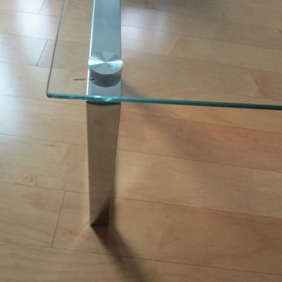 Milo Baughman Style Chrome Frame and Glass Top Accent Coffee Table