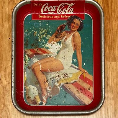 Vintage COCA-COLA 1939 Springboard Girl Advertising Serving Tray