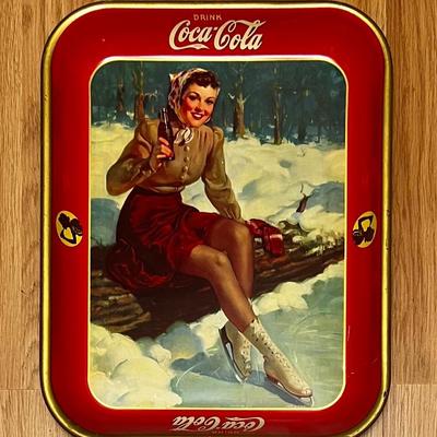 1941 Vintage Coca-Cola Beverage Tray Woman Ice Skating