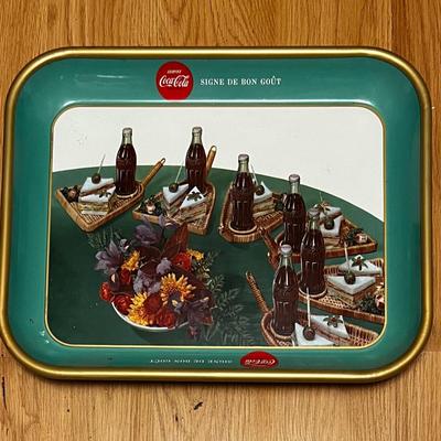 Vintage 50s Coca Cola Tray Sandwich Snack Theme Green Border