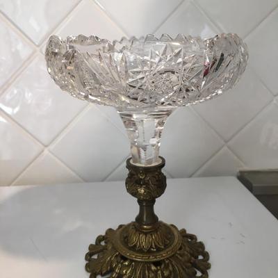 American Brilliant gold base candy dish