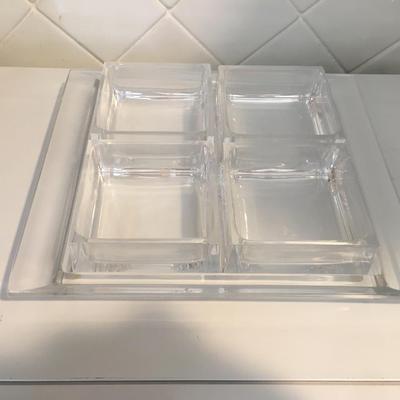Square glass serving tray with seperate containers