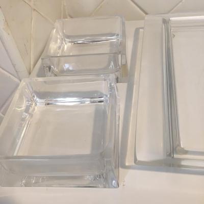 Square glass serving tray with seperate containers