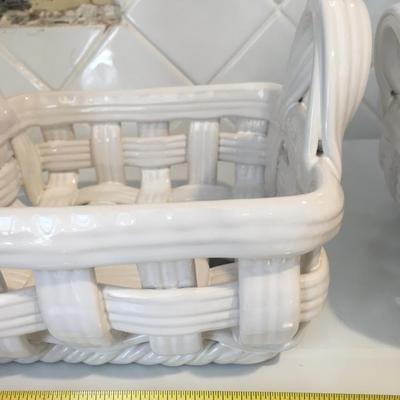 Pair of ceramic woven baskets
