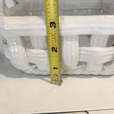 Pair of ceramic woven baskets