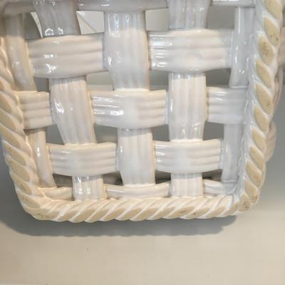 Pair of ceramic woven baskets