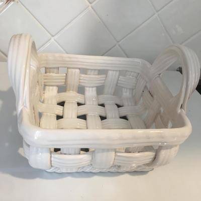 Pair of ceramic woven baskets