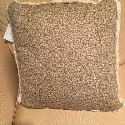 floral design pillow with fringe trim