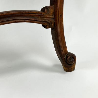 1107 Antique French Louis XV Style Carved Walnut Table with Leather Top