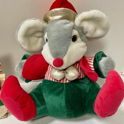 Retro Christmas Decor Plush Mouse Holiday Lot