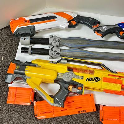 Nerf Gun and Swords Mixed Toy Lot