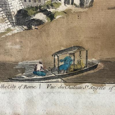 1072 18th Century Colored Engraving "A View of the Castle St. Angelo"