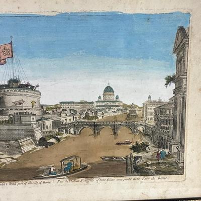 1072 18th Century Colored Engraving "A View of the Castle St. Angelo"