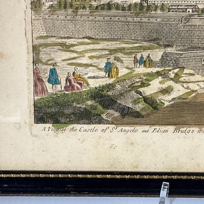 1072 18th Century Colored Engraving "A View of the Castle St. Angelo"