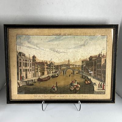 1073 Rare 18th Century Venice Grand Canal Color Copper Engraving