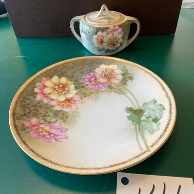 RS Silesia  Bone China Handpainted Sugar & Plate