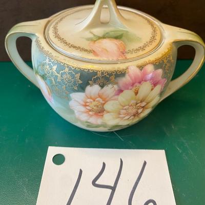 RS Silesia  Bone China Handpainted Sugar & Plate