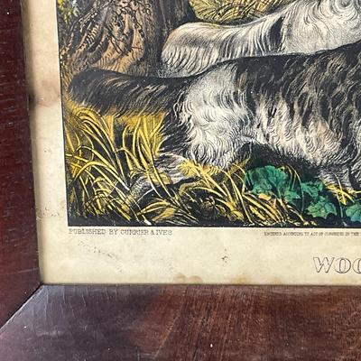 1078 Vintage Currier & Ives Colored Engraving " Woodcock Shooting "