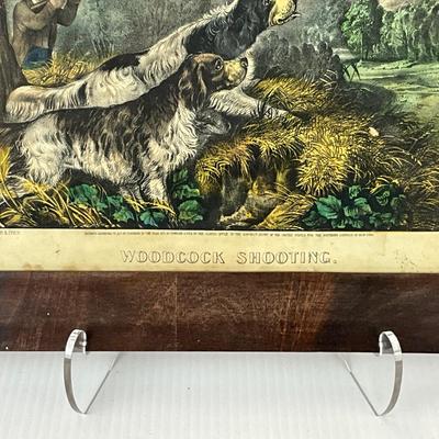 1078 Vintage Currier & Ives Colored Engraving " Woodcock Shooting "