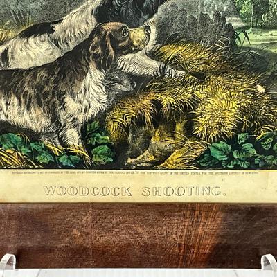 1078 Vintage Currier & Ives Colored Engraving " Woodcock Shooting "