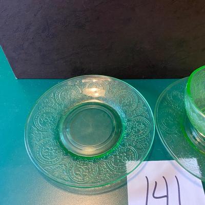 2 Sets of Green Uranium Cup and Saucers