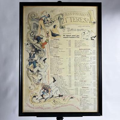 1126 Vintage French Poster Menu for Ristorante Ziâ€™Teresa